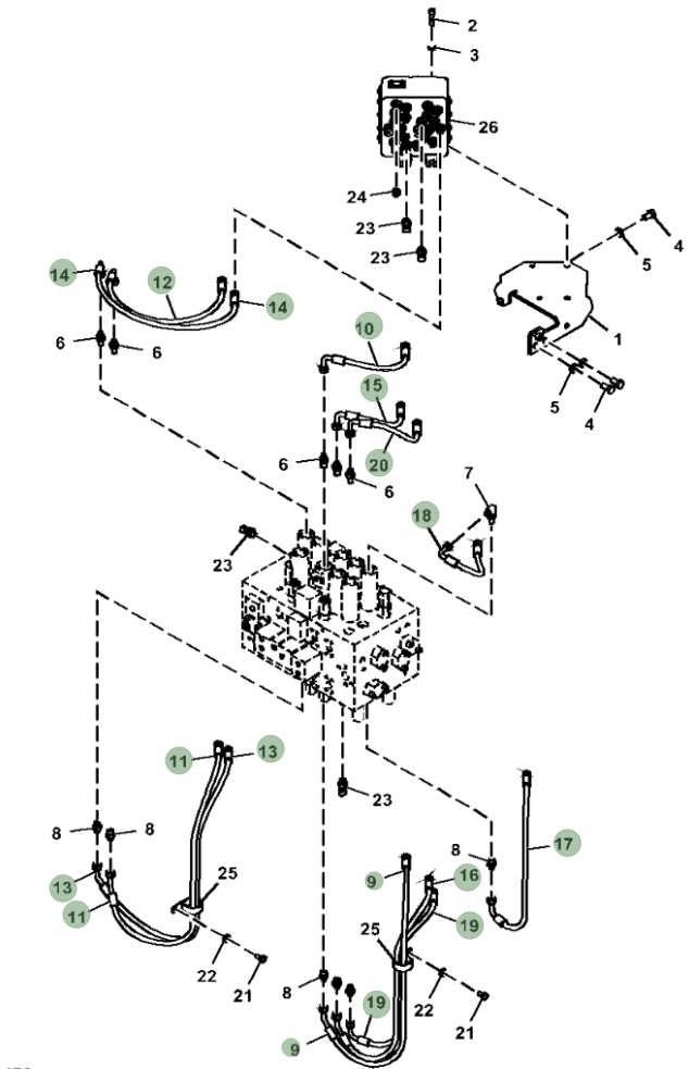 Hitachi ZX210LC-6N installation diagram showing hydraulic hose 4630932 at Pipe No. 13