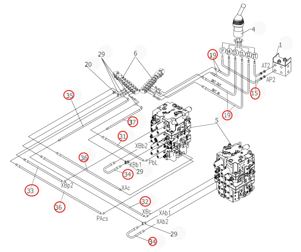 Sunward SWE750F installation diagram showing hydraulic hose 730502001141 at Pipe No. 19