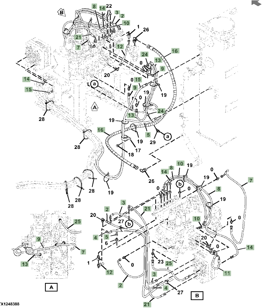 Hitachi ZX345USLC-6N installation diagram showing hydraulic hose 4701773 at Pipe No. 15