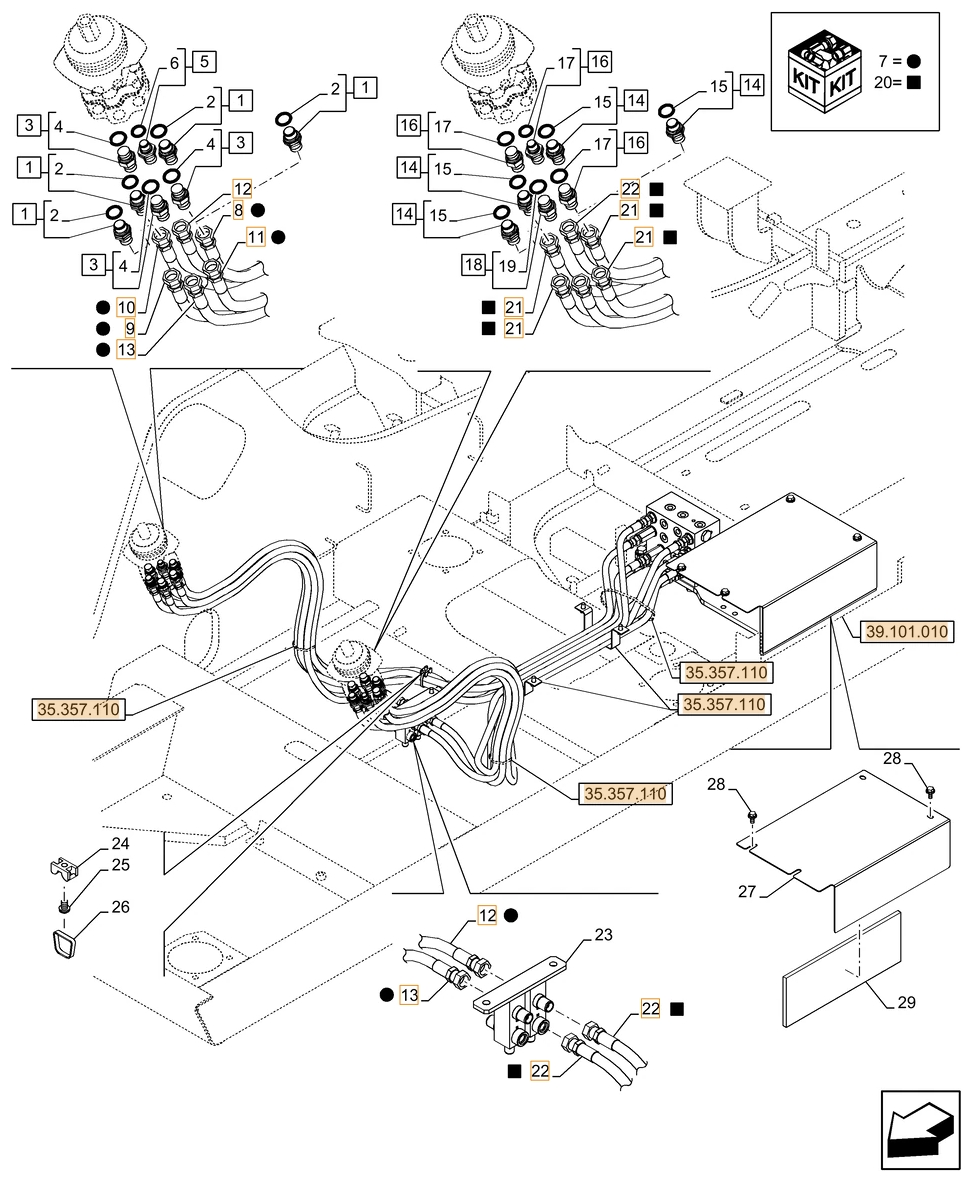 Case CX180D LC installation diagram showing hydraulic hose 159213A1 at Pipe No. 12