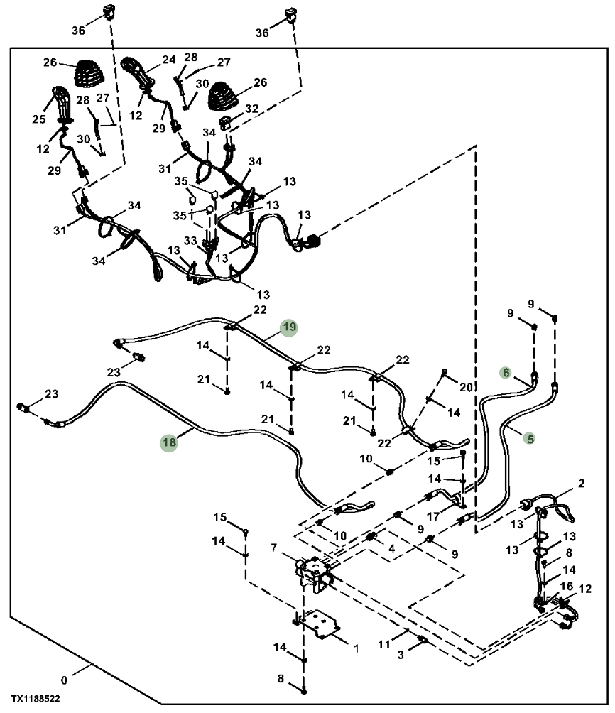 Hitachi ZX210LC-6N installation diagram showing hydraulic hose FF532473 at Pipe No. 19