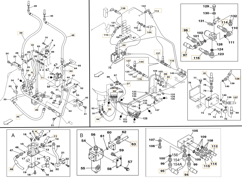 Case CX160 installation diagram showing hydraulic hose 157853A1 at Pipe No. 116