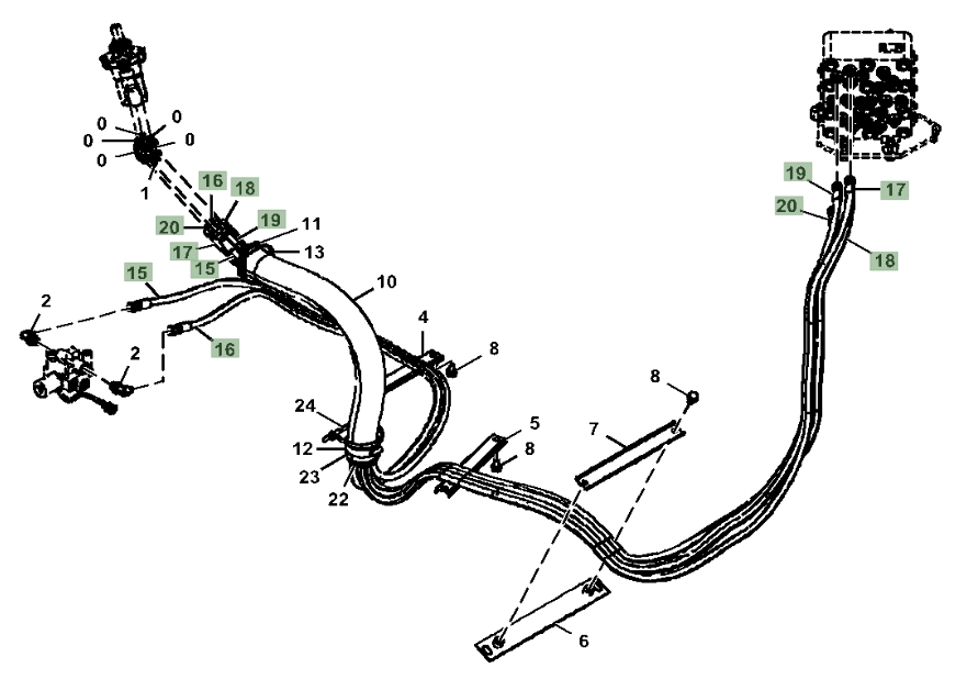 Hitachi ZX160LC-6N installation diagram showing hydraulic hose 4450437 at Pipe No. 17