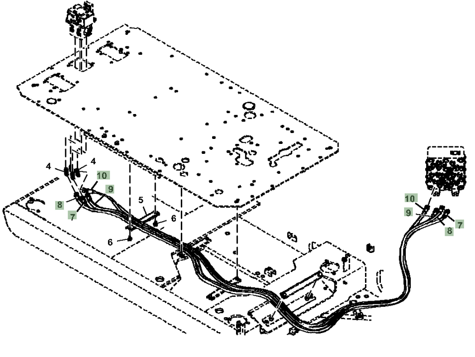 Hitachi ZX290LC-5N installation diagram showing hydraulic hose 4639629 at Pipe No. 8