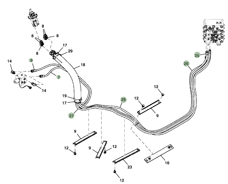 Hitachi ZX200LC-3 installation diagram showing hydraulic hose 4655182 at Pipe No. 28