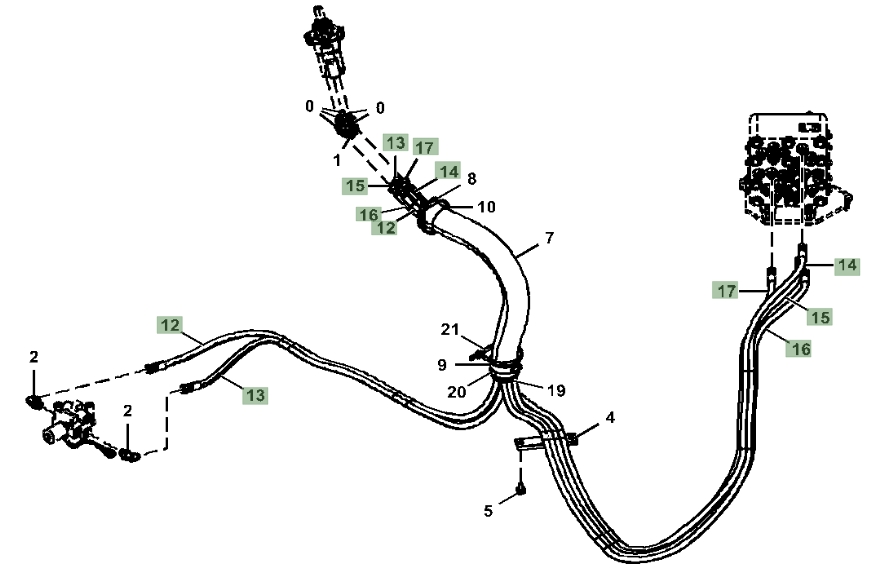Hitachi ZX160LC-6N installation diagram showing hydraulic hose 4438258 at Pipe No. 14