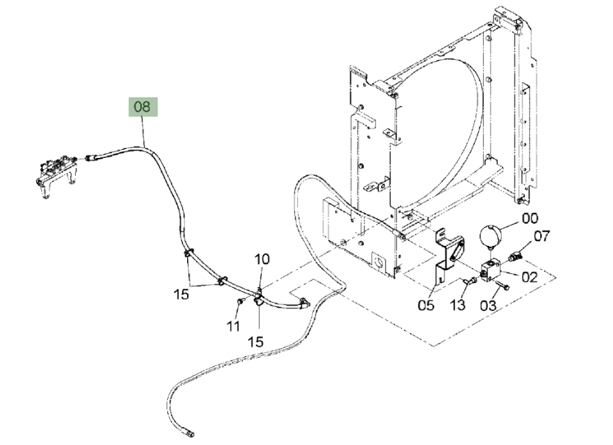 Hitachi ZX120-3 installation diagram showing hydraulic hose 9302566 at Pipe No. 8