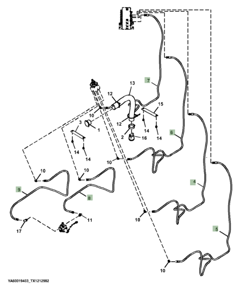 Hitachi ZX370F-LL-6N installation diagram showing hydraulic hose 4707581 at Pipe No. 8