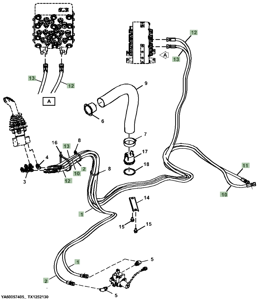 Hitachi ZX210LC-6N installation diagram showing hydraulic hose 4701773 at Pipe No. 13