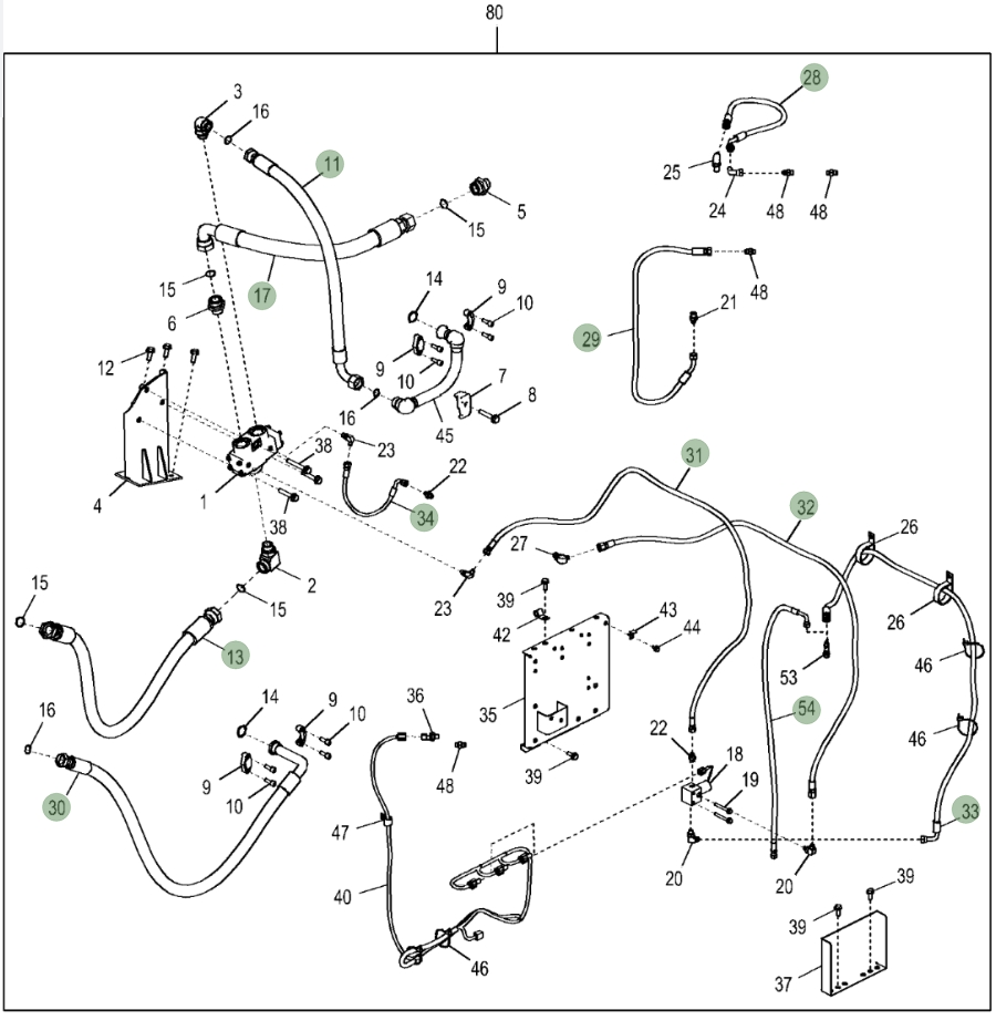 Hitachi ZX290LC-5G installation diagram showing hydraulic hose 4449378 at Pipe No. 31