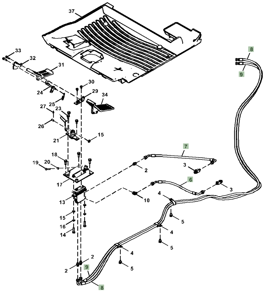 Hitachi ZX350LC-6N installation diagram showing hydraulic hose 4648204 at Pipe No. 6