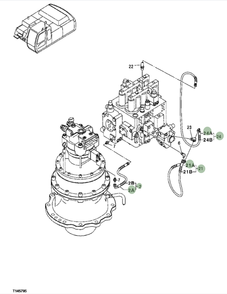 Hitachi ZX350F installation diagram showing hydraulic hose 9190854 at Pipe No. 2