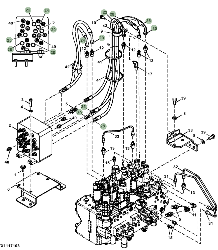 Hitachi ZX245USLC-5N installation diagram showing hydraulic hose 4726351 at Pipe No. 28