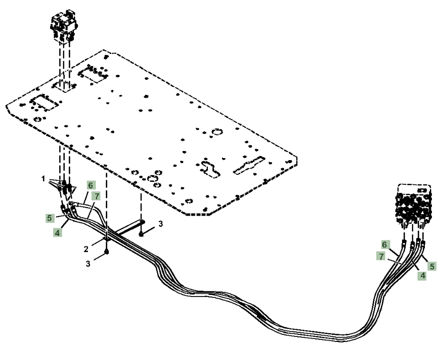 Hitachi ZX180LC-6N installation diagram showing hydraulic hose 4431841 at Pipe No. 4