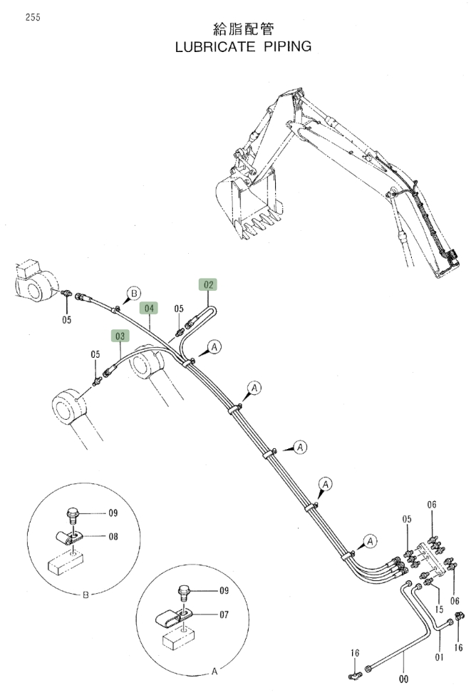 Hitachi EX220LC-3 installation diagram showing hydraulic hose 4289772 at Pipe No. 4