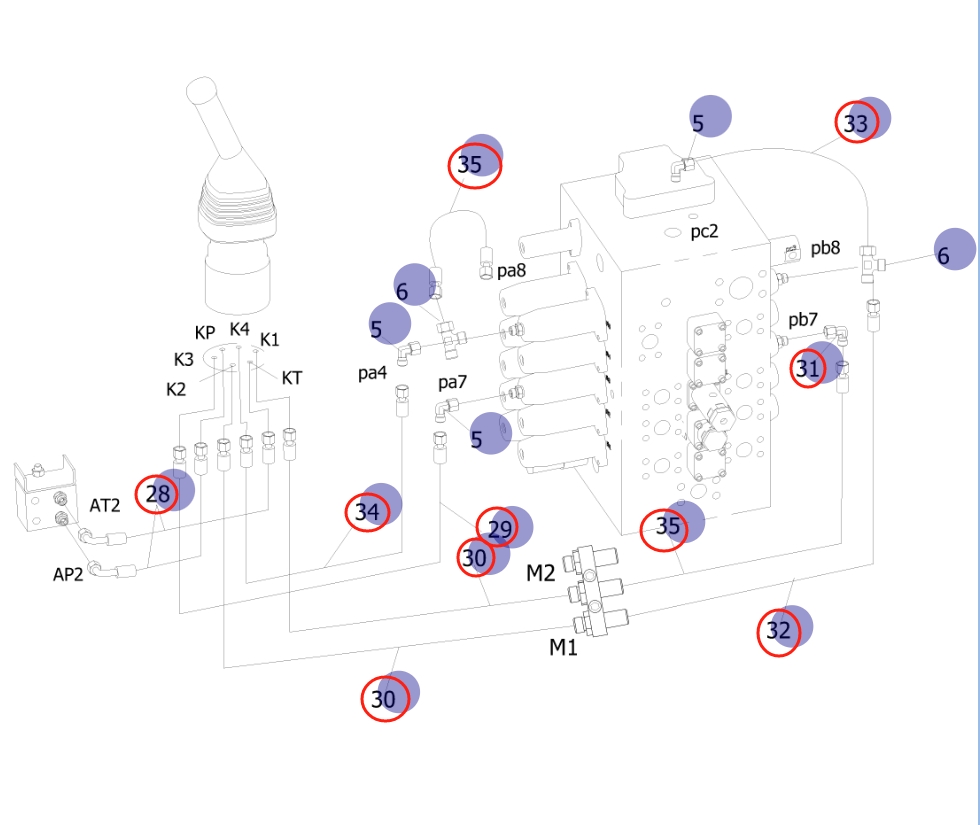 Sunward SWE155E installation diagram showing hydraulic hose 730501000454 at Pipe No. 30