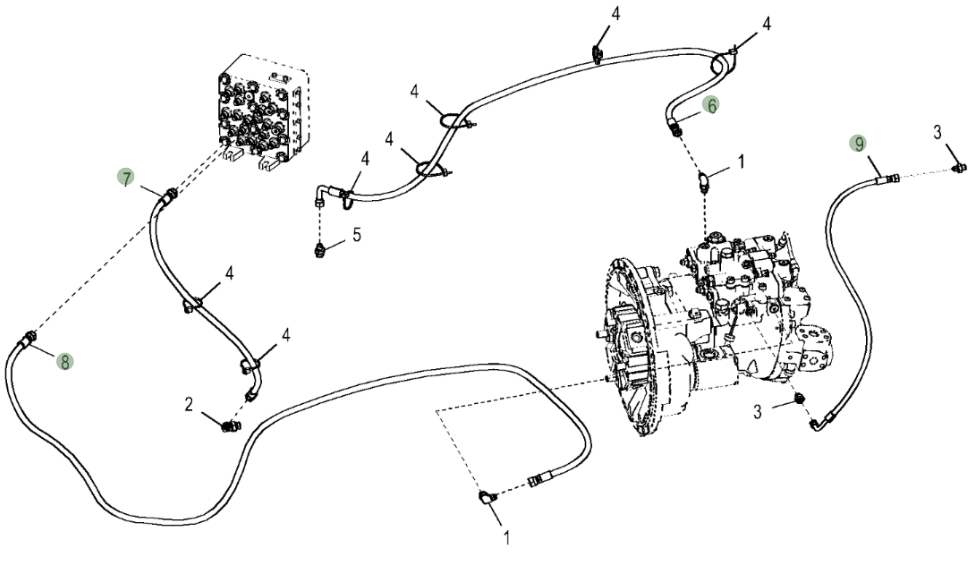 Hitachi ZX250LC-5N installation diagram showing hydraulic hose 4712183 at Pipe No. 8