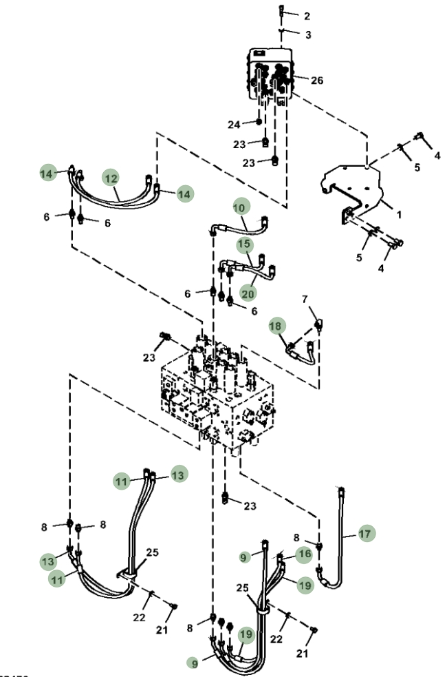 Hitachi ZX250LC-5G installation diagram showing hydraulic hose 4630933 at Pipe No. 11