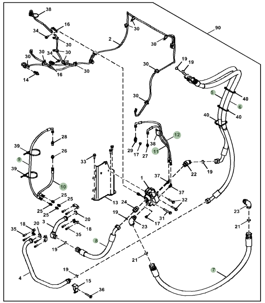Hitachi ZX245USLC-5N installation diagram showing hydraulic hose 4678895 at Pipe No. 10