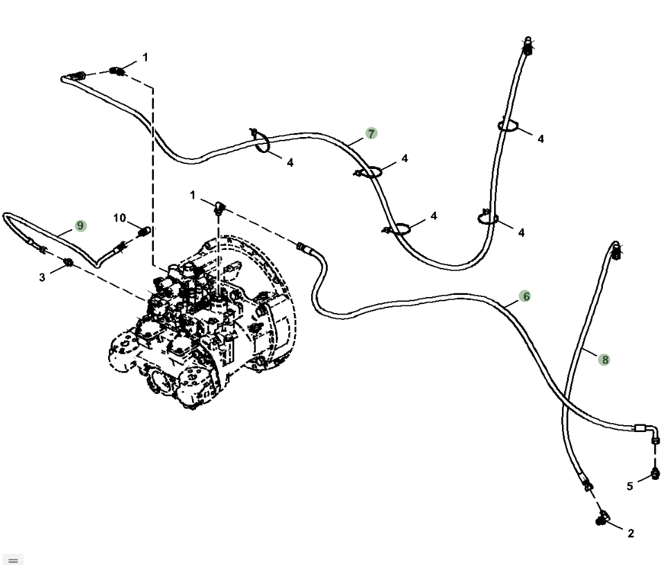 Hitachi ZX210LC-5N installation diagram showing hydraulic hose 4712183 at Pipe No. 8