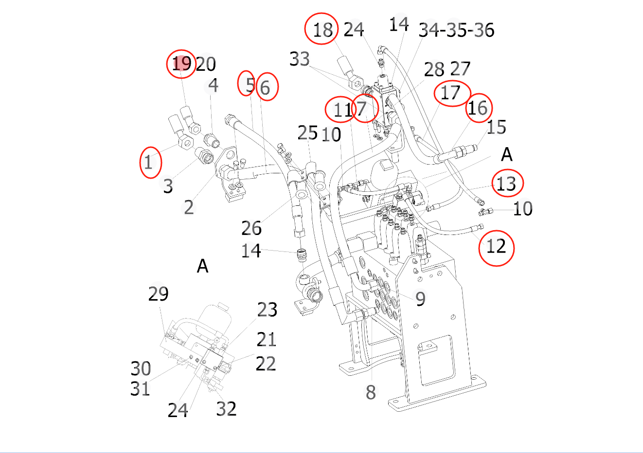 Sunward SWE150E installation diagram showing hydraulic hose 730502002857 at Pipe No. 17