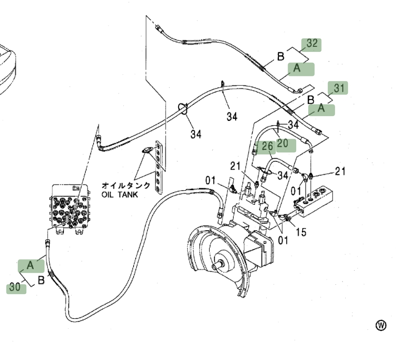 Hitachi ZX160LC installation diagram showing hydraulic hose 4449272 at Pipe No. 30A