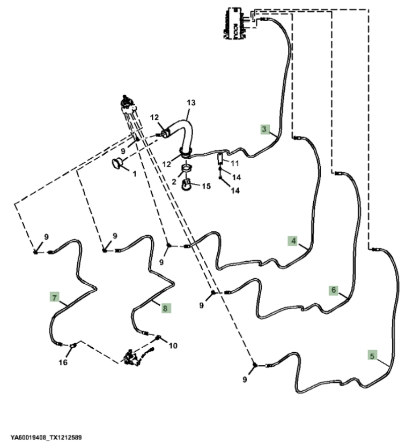 Hitachi ZX210F-FE-6N installation diagram showing hydraulic hose 4713021 at Pipe No. 7