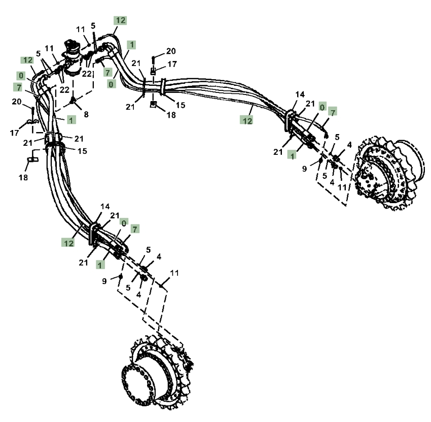 Hitachi ZX350LC-6N installation diagram showing hydraulic hose 4635305 at Pipe No. 1