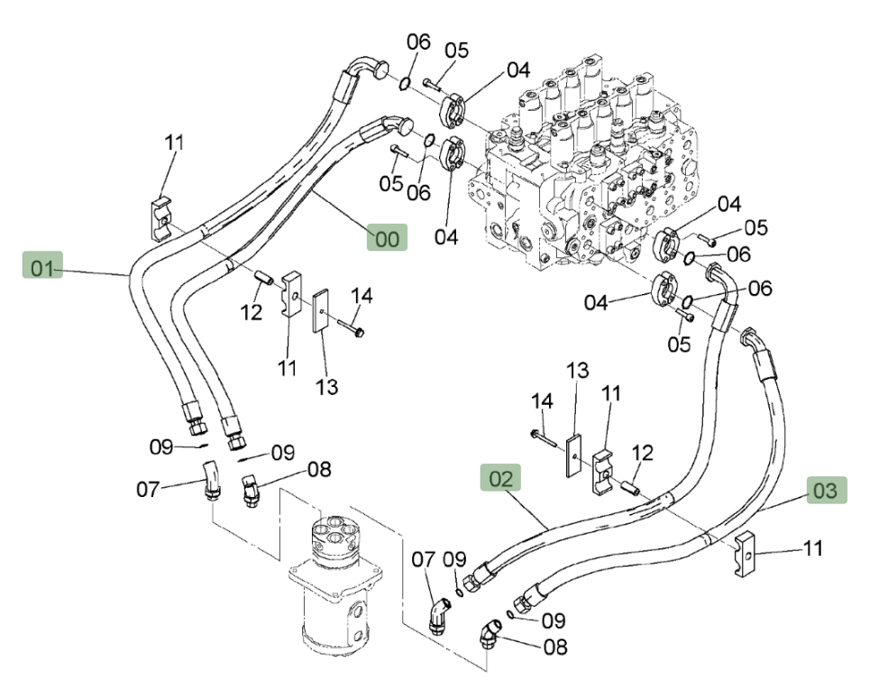 Hitachi ZX450LC-3 installation diagram showing hydraulic hose 4651807 at Pipe No. 0