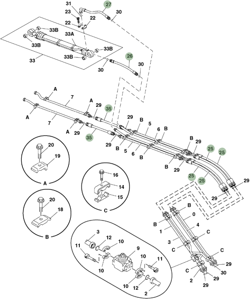 Hitachi ZX250LC-5G installation diagram showing hydraulic hose 4272697 at Pipe No. 26