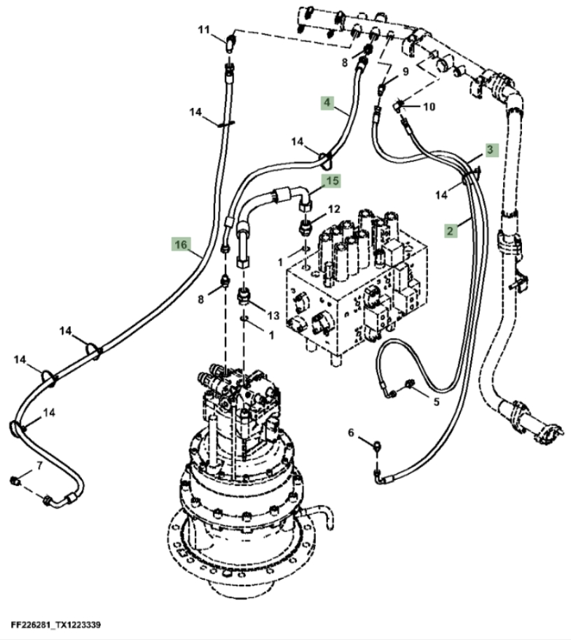 Hitachi ZX370F-FE-6N installation diagram showing hydraulic hose 4668866 at Pipe No. 3