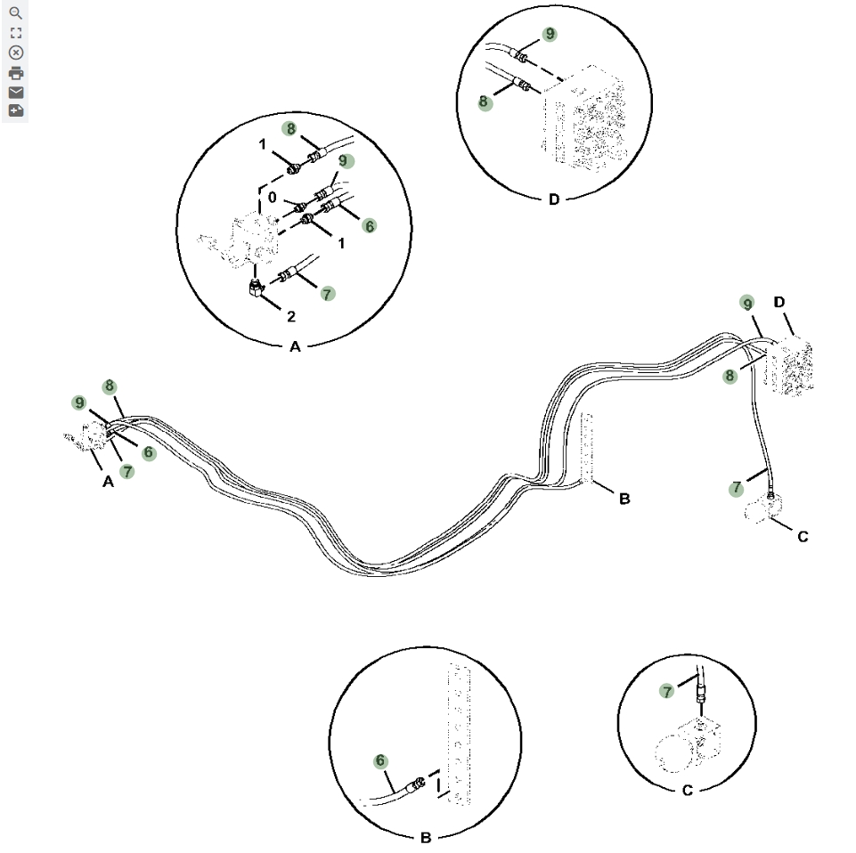 Hitachi ZX870LC-5B installation diagram showing hydraulic hose 4714319 at Pipe No. 8