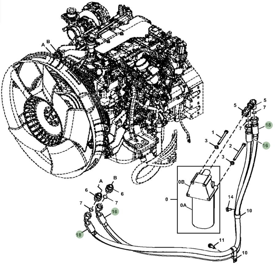 Hitachi ZX135US-6N installation diagram showing hydraulic hose 4712011 at Pipe No. 16