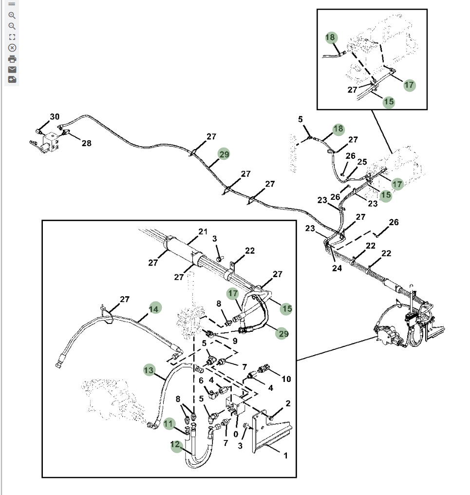 Hitachi ZX670LC-5B installation diagram showing hydraulic hose 4710438 at Pipe No. 12