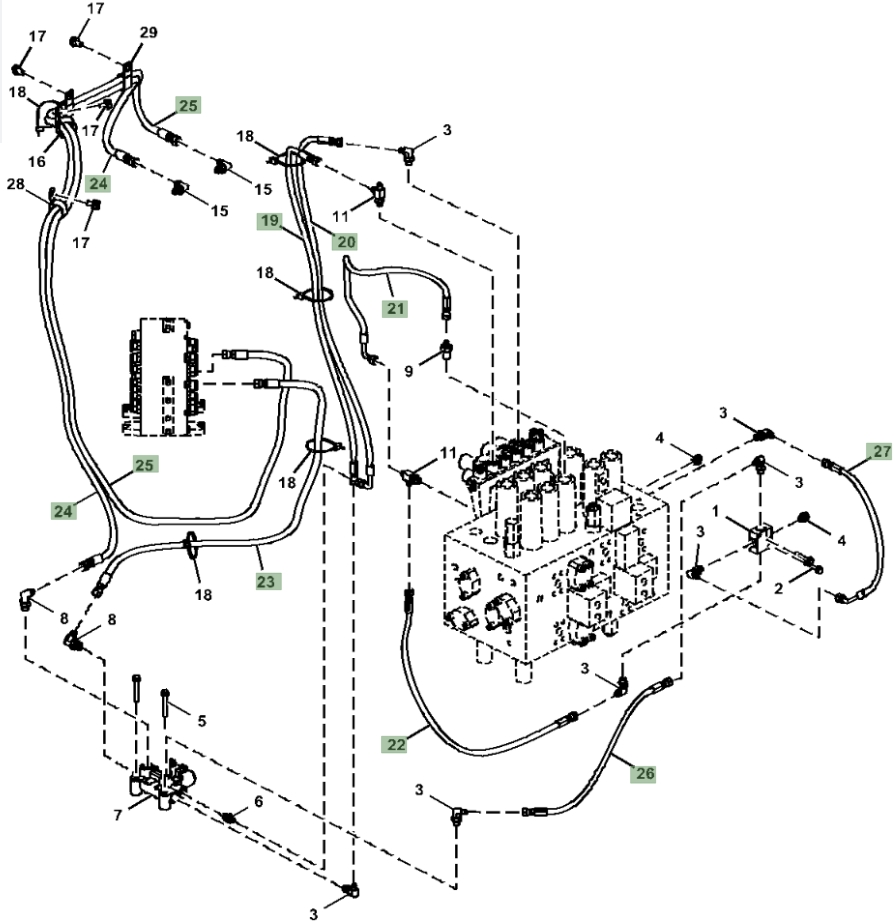 Hitachi ZX160LC-6N installation diagram showing hydraulic hose 4460155 at Pipe No. 19