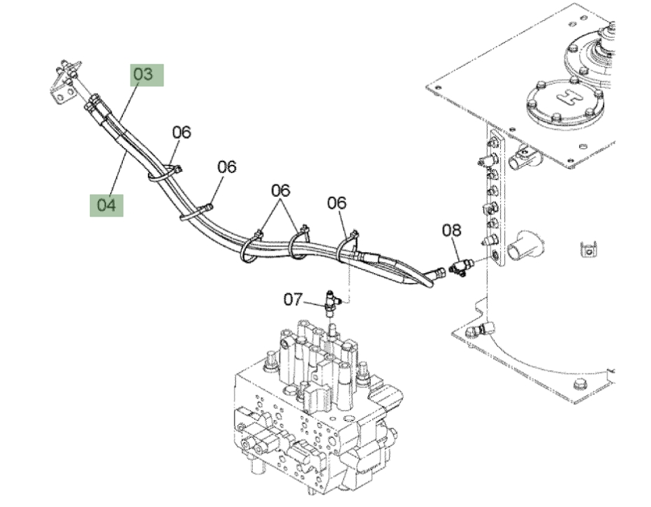 Hitachi ZX120-3 installation diagram showing hydraulic hose 4679275 at Pipe No. 4A