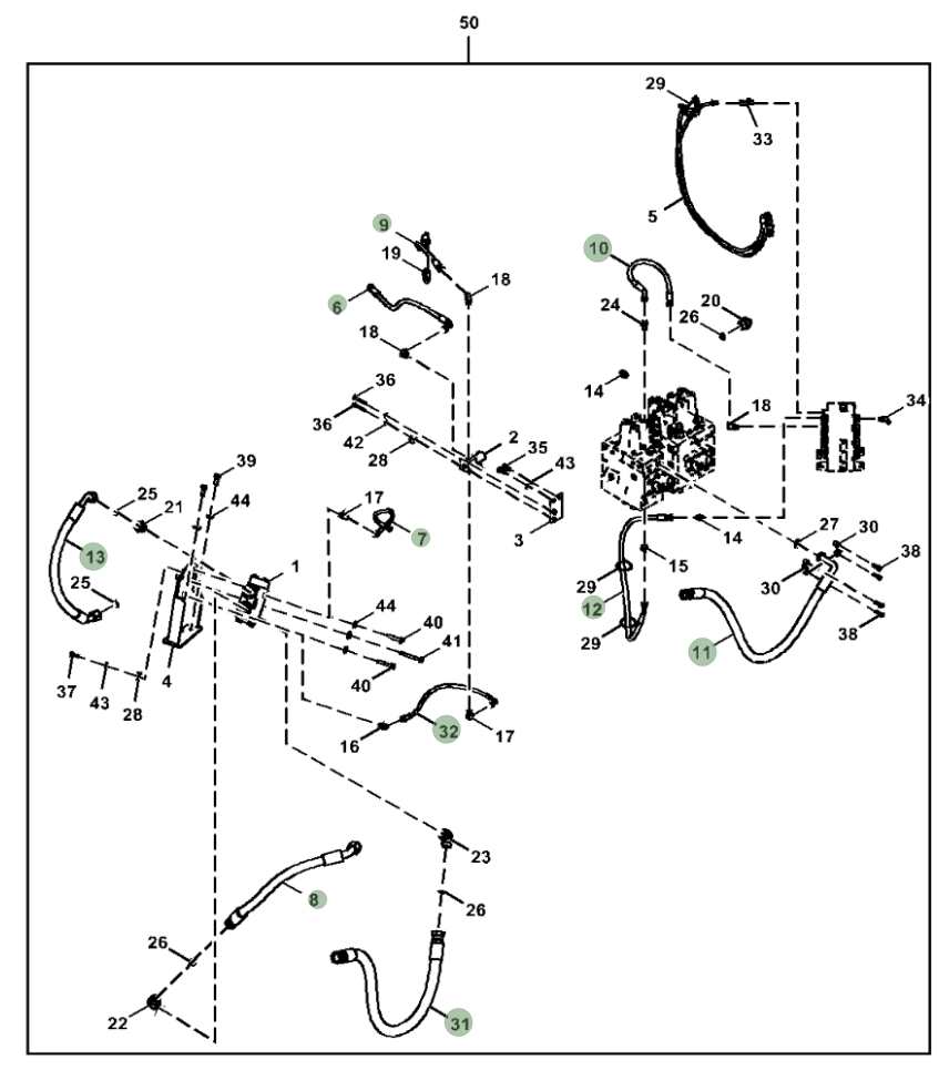Hitachi ZX130-5G installation diagram showing hydraulic hose 4692720 at Pipe No. 9
