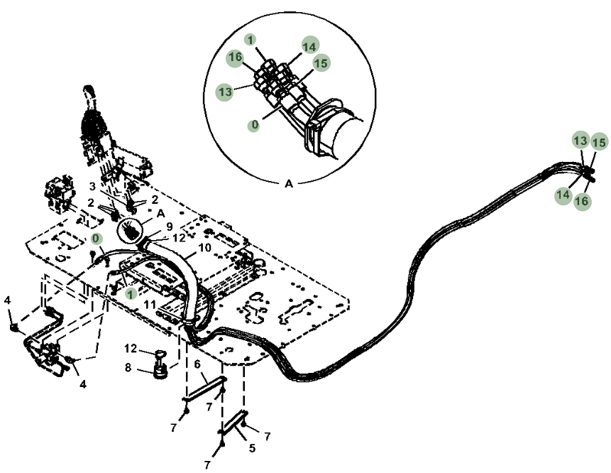 Hitachi ZX470-5A installation diagram showing hydraulic hose 4600795 at Pipe No. 13