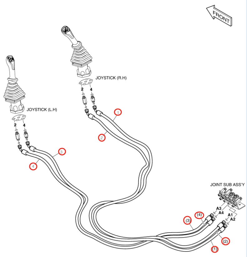 Doosan DX160LC-3 installation diagram showing hydraulic hose DS2113007 at Pipe No. 4