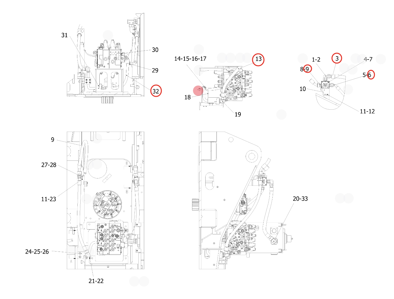 Sunward SWE150W installation diagram showing hydraulic hose 730501006438 at Pipe No. 13