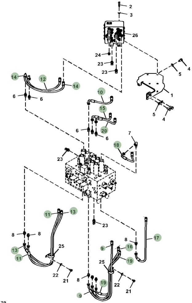 Hitachi ZX350LC-5G installation diagram showing hydraulic hose 4630932 at Pipe No. 13