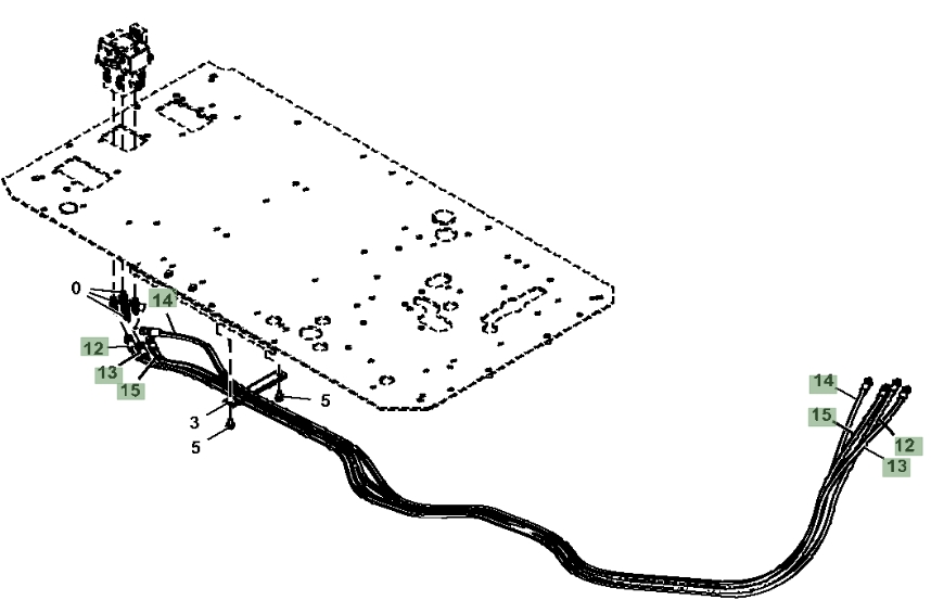 Hitachi ZX350LC-5A installation diagram showing hydraulic hose 4639629 at Pipe No. 12