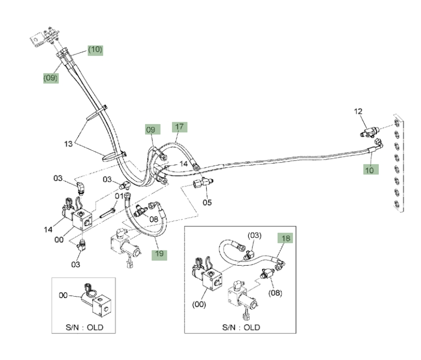 Hitachi ZX120-3 installation diagram showing hydraulic hose 9296686 at Pipe No. 18