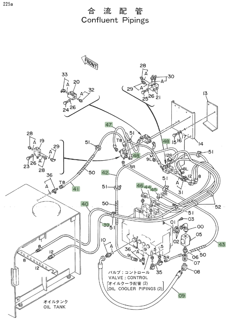 Hitachi EX160WD installation diagram showing hydraulic hose 4213400 at Pipe No. 46
