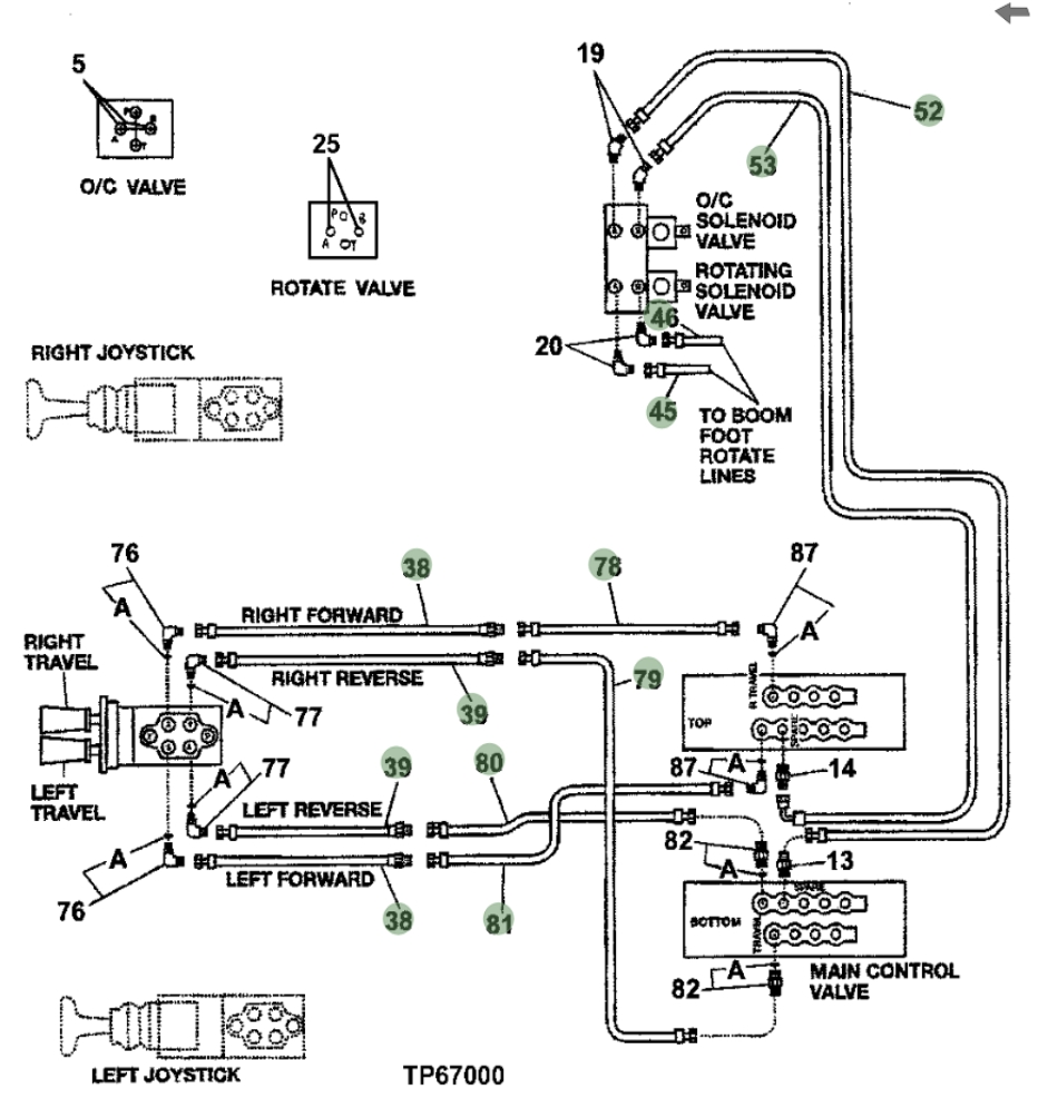 Hitachi EX330-5 installation diagram showing hydraulic hose 4391123 at Pipe No. 81