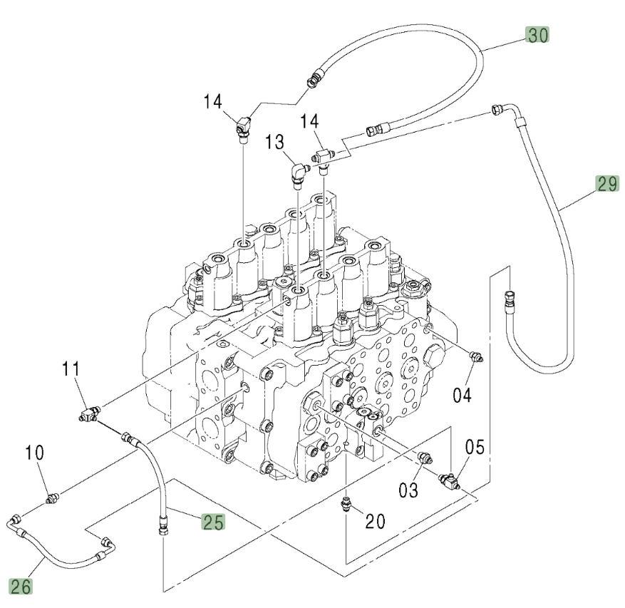 Hitachi ZX450LC installation diagram showing hydraulic hose 4445370 at Pipe No. 30