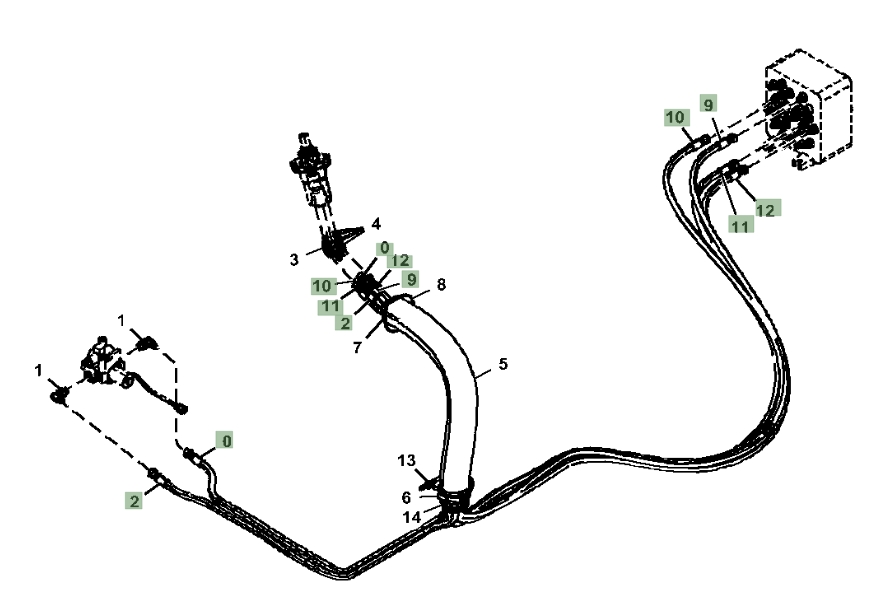 Hitachi ZX245USLC-5N installation diagram showing hydraulic hose 4484031 at Pipe No. 9