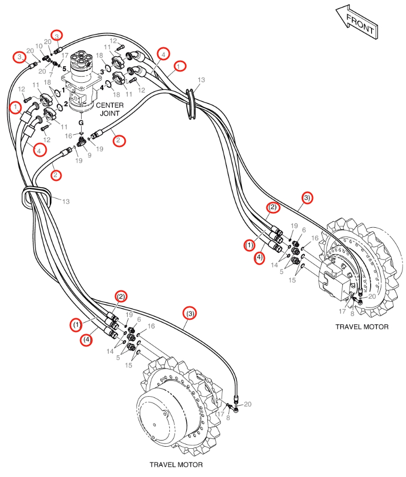Doosan DX160LC-3 installation diagram showing hydraulic hose DS20131938 at Pipe No. 104