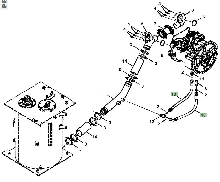 Hitachi ZX370FLC-LL-6N installation diagram showing hydraulic hose 4644625 at Pipe No. 10