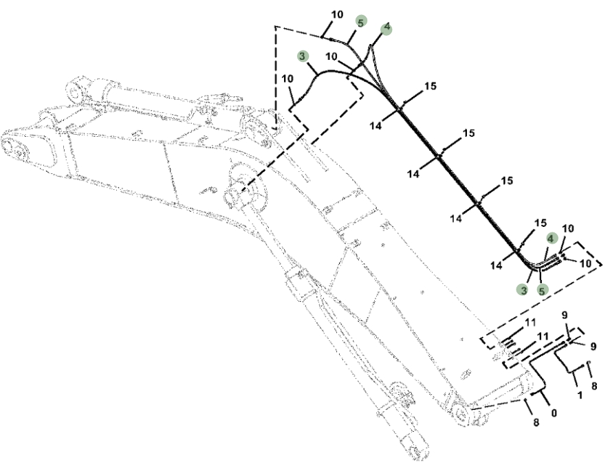 Hitachi ZX350LC-6N installation diagram showing hydraulic hose 4218064 at Pipe No. 4
